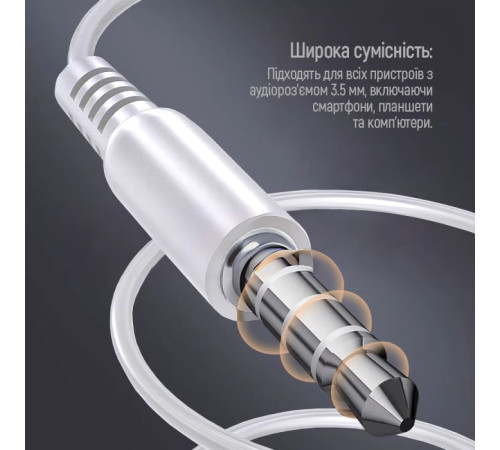 Навушники ColorWay 3.5 mm Wired Earphone UrbanBeat White (CW-WD03WT)