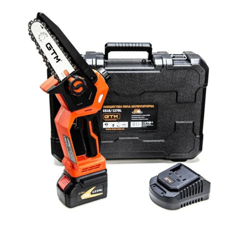 Цепная пила GTM CS18/127BL, 18В, шина 5"/12,7см, 4Ah (CS18/127BL KIT)