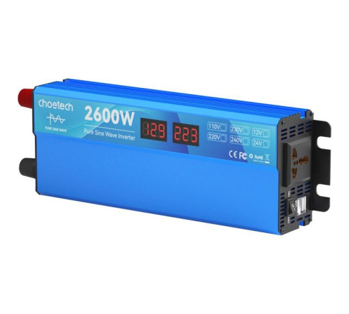Автомобільний інвертор Choetech 12/220V 1300Вт, чиста синусоїда (CJ2600Q-V2)