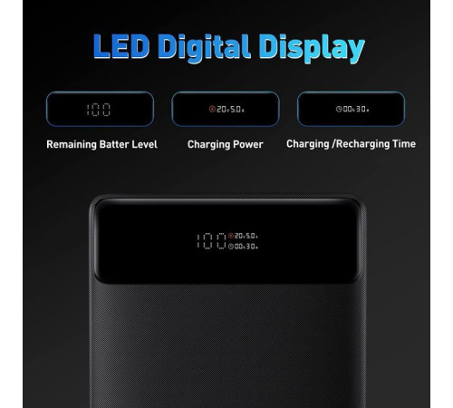 Батарея універсальна Baseus Blade Digital Display 20000mAh PD/100W, Black (PPDGL-01, PPBLD100-S) (PPBL000201 / PPBLD100-X)
