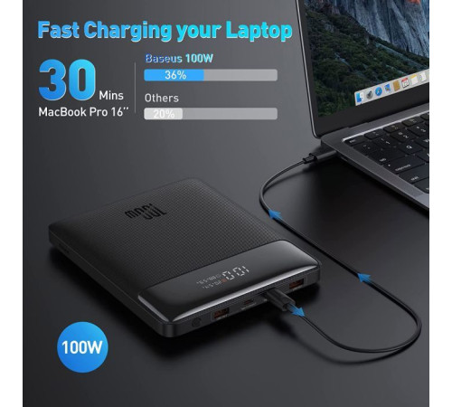 Батарея універсальна Baseus Blade Digital Display 20000mAh PD/100W, Black (PPDGL-01, PPBLD100-S) (PPBL000201 / PPBLD100-X)