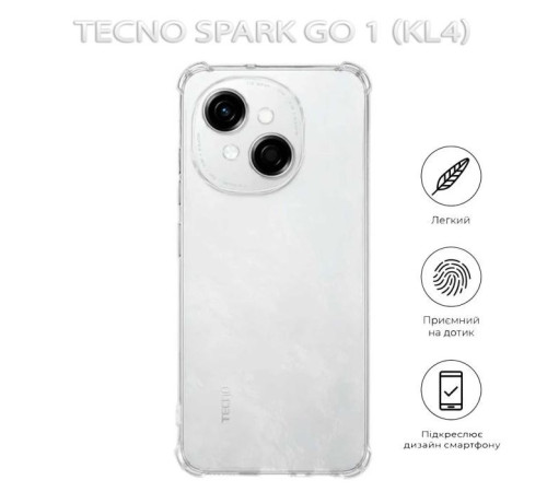 Чохол до мобільного телефона BeCover Anti-Shock Tecno Spark Go 1 (KL4) Clear (712782)