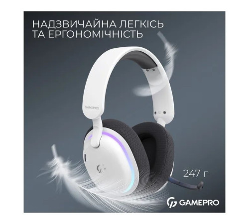 Навушники GamePro Asgard Bragi 7.1 RGB Tri-Mod White (HSW250W)
