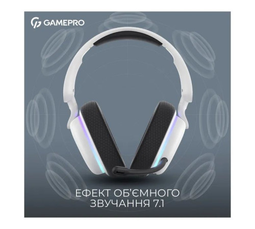 Навушники GamePro Asgard Bragi 7.1 RGB Tri-Mod White (HSW250W)