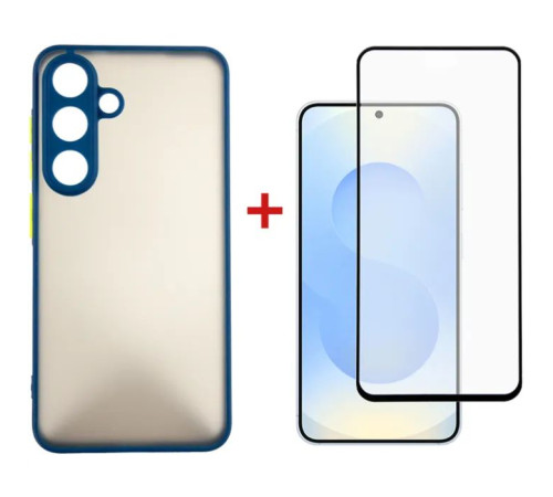 Чохол до мобільного телефона Dengos Kit Samsung Galaxy S25 Plus Matte + glass (Blue) (DG-KM-143)