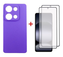 Чехол для мобильного телефона Dengos Xiaomi Redmi Note 14S Carbon + glass 2pcs (Purple) (DG-CTG2P-16)