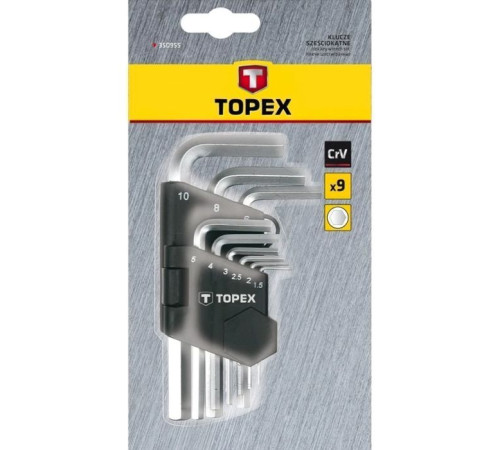 Набор инструментов Topex шестигранные ключи HEX 1.5-10 мм, 9 шт.
