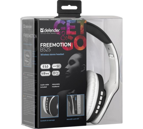 Наушники Defender FreeMotion B525 Bluetooth White-Black (63525)