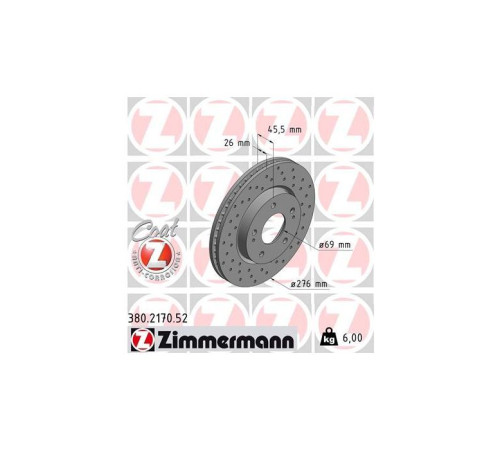 Тормозной диск ZIMMERMANN 380.2170.52