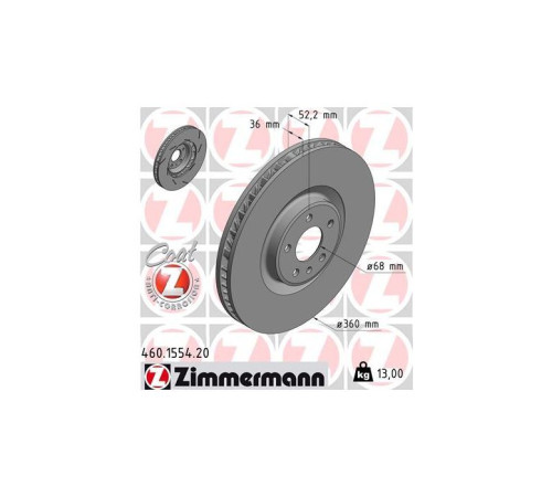 Гальмівний диск ZIMMERMANN 460.1554.20