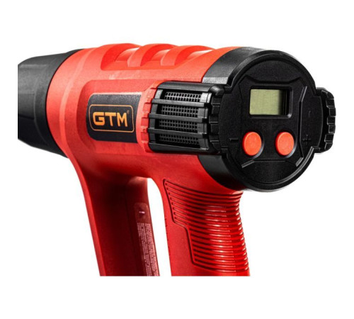 Будівельний фен GTM HG2000EM, 2000Вт, 80-600С, 300/500л/хв, LCD-дисплей (HG2000EM)