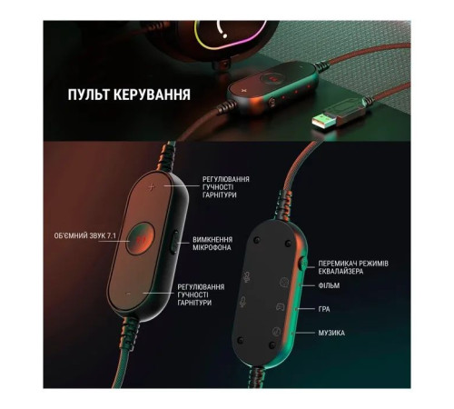 Навушники Fifine H6 RGB 7.1 Black (H6)