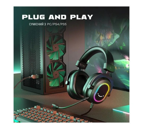 Навушники Fifine H6 RGB 7.1 Black (H6)