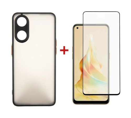 Чохол до мобільного телефона Dengos Kit for OPPO Reno 8T case + glass (Black) (DG-KM-33)
