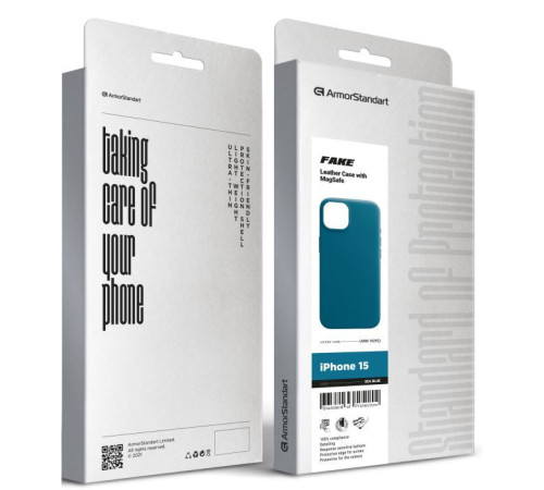 Чохол до мобільного телефона Armorstandart FAKE Leather Case Apple iPhone 15 Sea Blue (ARM76292)