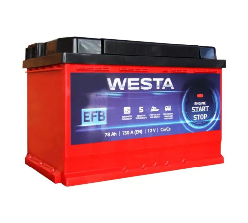 Акумулятор автомобільний Westa 6CT-78 А RED EFB