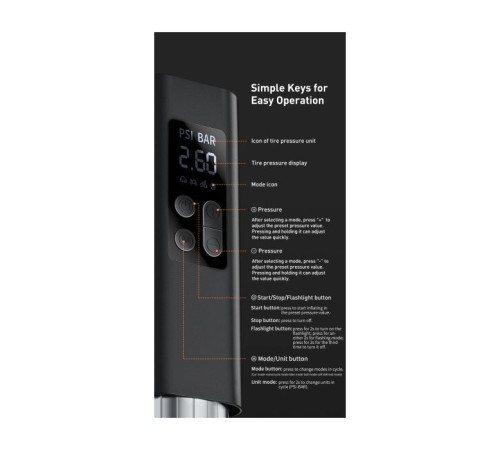 Автомобільний компресор Baseus Super Mini Inflator Pump Black (CRCQ000001)