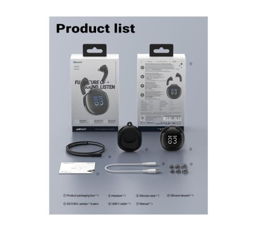 Навушники Acefast T9 Obsidian Black (6974316282570)