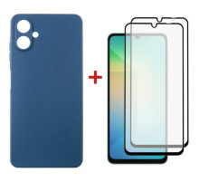 Чехол для мобильного телефона Dengos Kit Samsung Galaxy A06 Carbon + 2 pcs glass (Blue) (DG-CTG2P-06)