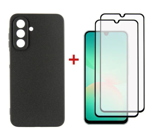 Чохол до мобільного телефона Dengos Kit Samsung Galaxy A26 Carbon + 2 pcs glass (Black) (DG-CTG2P-08)