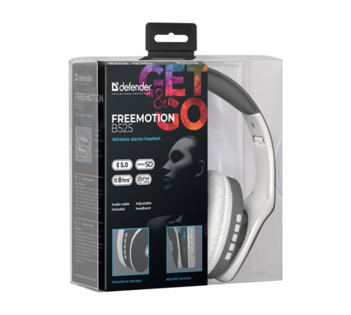 Навушники Defender FreeMotion B525 Bluetooth Gray-White (63527)