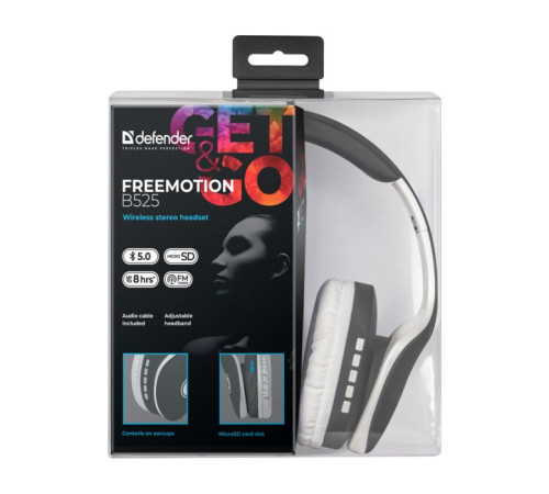 Навушники Defender FreeMotion B525 Bluetooth Gray-White (63527)