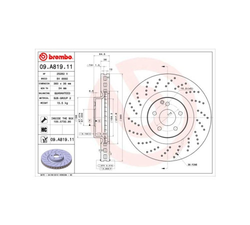 Гальмівний диск Brembo 09.A819.11