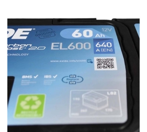 Акумулятор автомобільний EXIDE START-STOP EFB 60A (EL600)