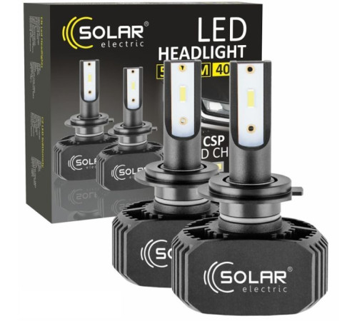 Автолампа SOLAR H7 LED 12/24V 40W 5000Lm 6000K, CSP1860 (8207)