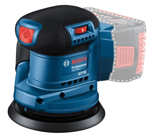 Шліфувальна машина Bosch GEX 185-LI, 18В, 125 мм, 6000-10000 об/хв (без АКБ та ЗП) (0.601.3A5.020)