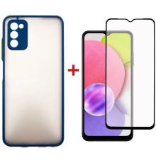Чохол до мобільного телефона Dengos Kit for Samsung Galaxy A03s case + glass (Blue) (DG-KM-25)