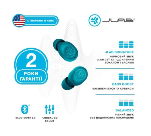 Навушники Jlab JBuds Mini Aqua Teal (IEUEBJBMINIRAQUA124)