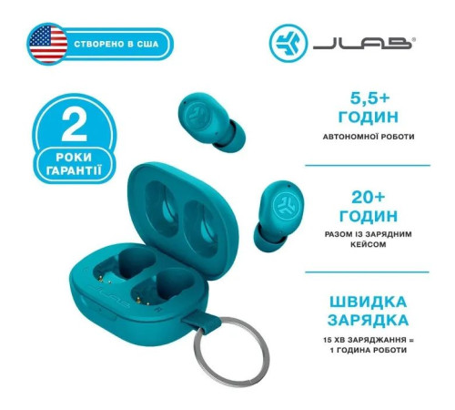 Навушники Jlab JBuds Mini Aqua Teal (IEUEBJBMINIRAQUA124)