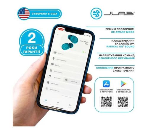 Навушники Jlab JBuds Mini Aqua Teal (IEUEBJBMINIRAQUA124)