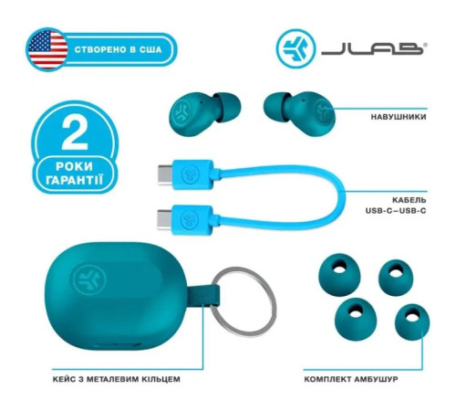 Навушники Jlab JBuds Mini Aqua Teal (IEUEBJBMINIRAQUA124)