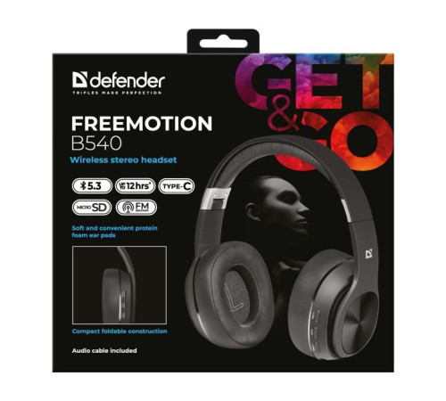Навушники Defender FreeMotion B540 Bluetooth Black (63540)