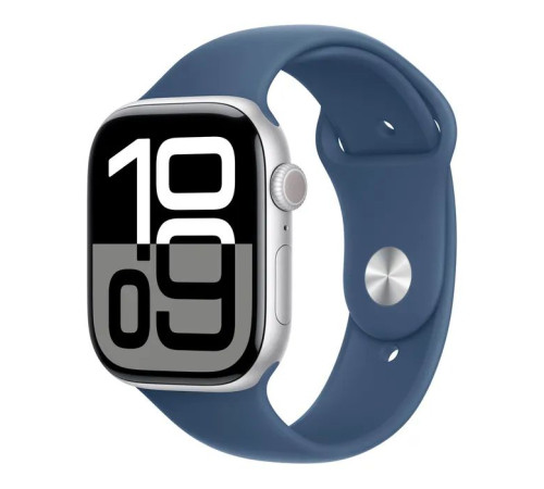 Смарт-годинник Apple Watch Series 10 GPS 46mm Silver Aluminium Case with Denim Sport Band - S/M (MWWL3QH/A)