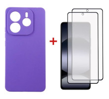 Чехол для мобильного телефона Dengos Kit Xiaomi Redmi Note 14 5G Carbon + 2 pcs glass (Purple) (DG-CTG2P-10)
