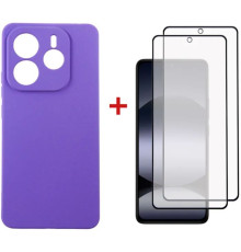 Чохол до мобільного телефона Dengos Kit Xiaomi Redmi Note 14 5G Carbon + 2 pcs glass (Purple) (DG-CTG2P-10)