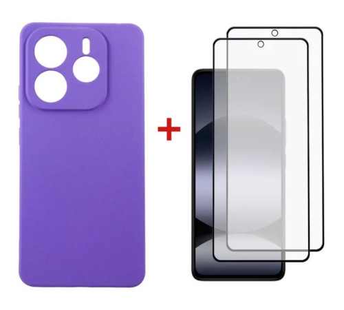 Чохол до мобільного телефона Dengos Kit Xiaomi Redmi Note 14 5G Carbon + 2 pcs glass (Purple) (DG-CTG2P-10)