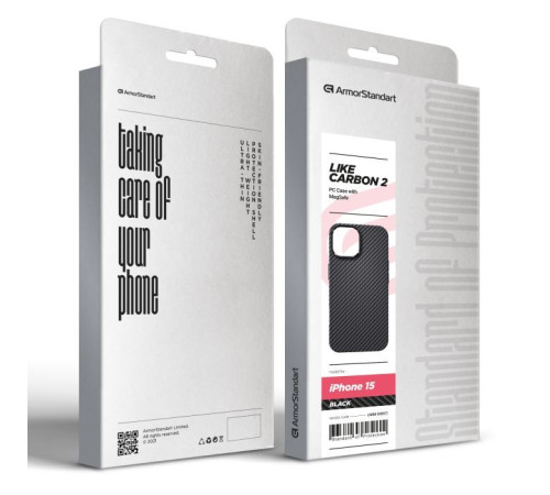 Чохол до мобільного телефона Armorstandart LikeCarbon2 MagCase для Apple iPhone 15 Black (ARM83807)