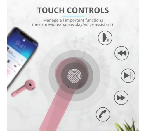 Навушники Trust Primo Touch True Wireless Mic Pink (23782)