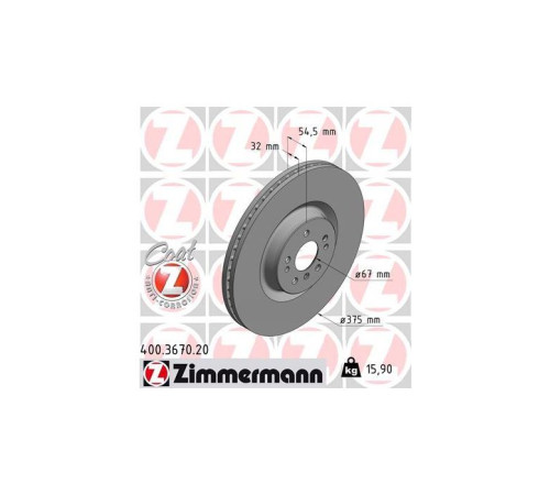 Гальмівний диск ZIMMERMANN 400.3670.20