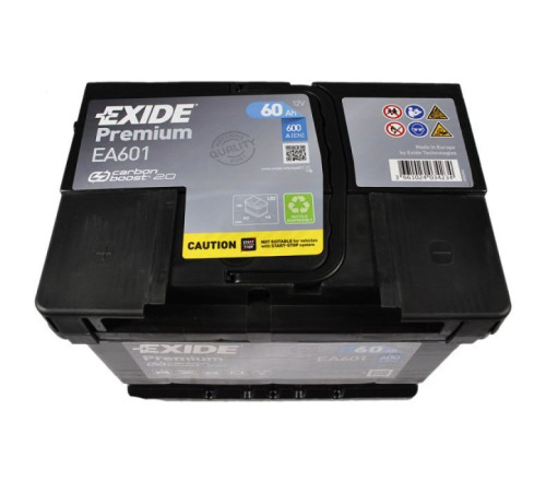 Акумулятор автомобільний EXIDE PREMIUM 60A (EA601)