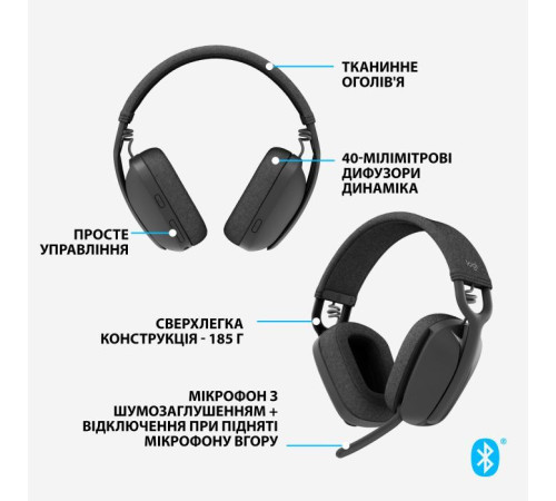 Навушники Logitech Zone Vibe 100 Wireless Graphite (981-001213)