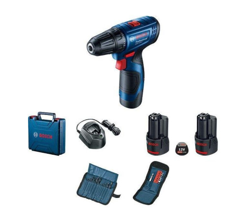 Шуруповерт Bosch GSR 120-LI, 2х2Ач, набор бит 11ед и сверл 12ед. (0.601.9G8.002)
