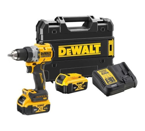 Шуруповерт DeWALT 18V XR Li-Ion 5Ah, 90 Нм, 0-650/0-2000 об/хв., кейс TSTAK (DCD805P2T)