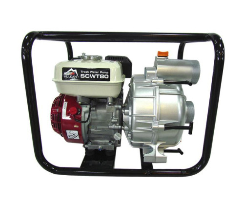 Мотопомпа Vulkan рукав 75мм, 58м3/год, дв. Honda GX200, підйом 26м, брудна вода, SCWT80H (81696)