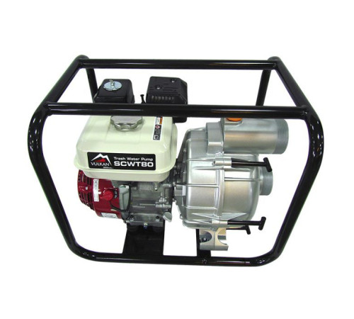 Мотопомпа Vulkan рукав 75мм, 58м3/год, дв. Honda GX200, підйом 26м, брудна вода, SCWT80H (81696)