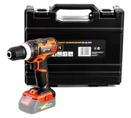 Шуруповерт GTM DS18/40P, 18В, 40Нм, 2шв, (без АКБ та ЗП) (DS18/40P_BARE TOOL)